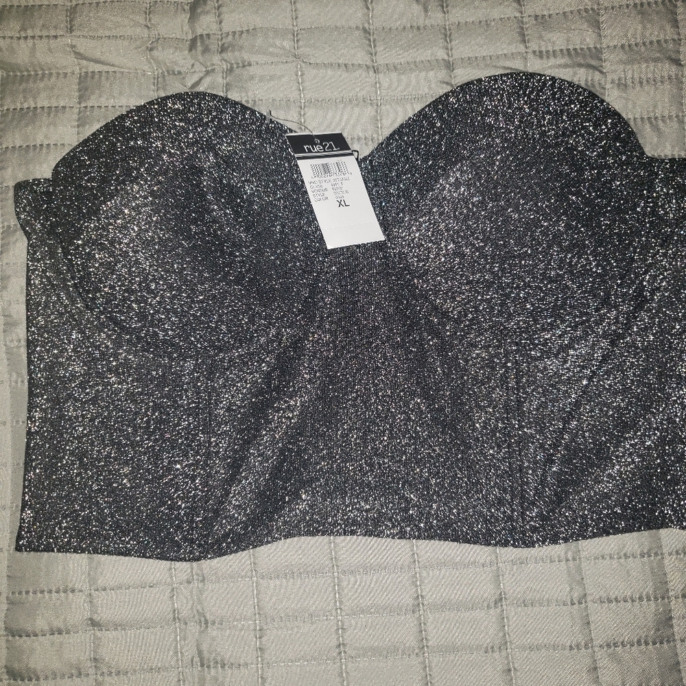 Gray glitter corset tube top